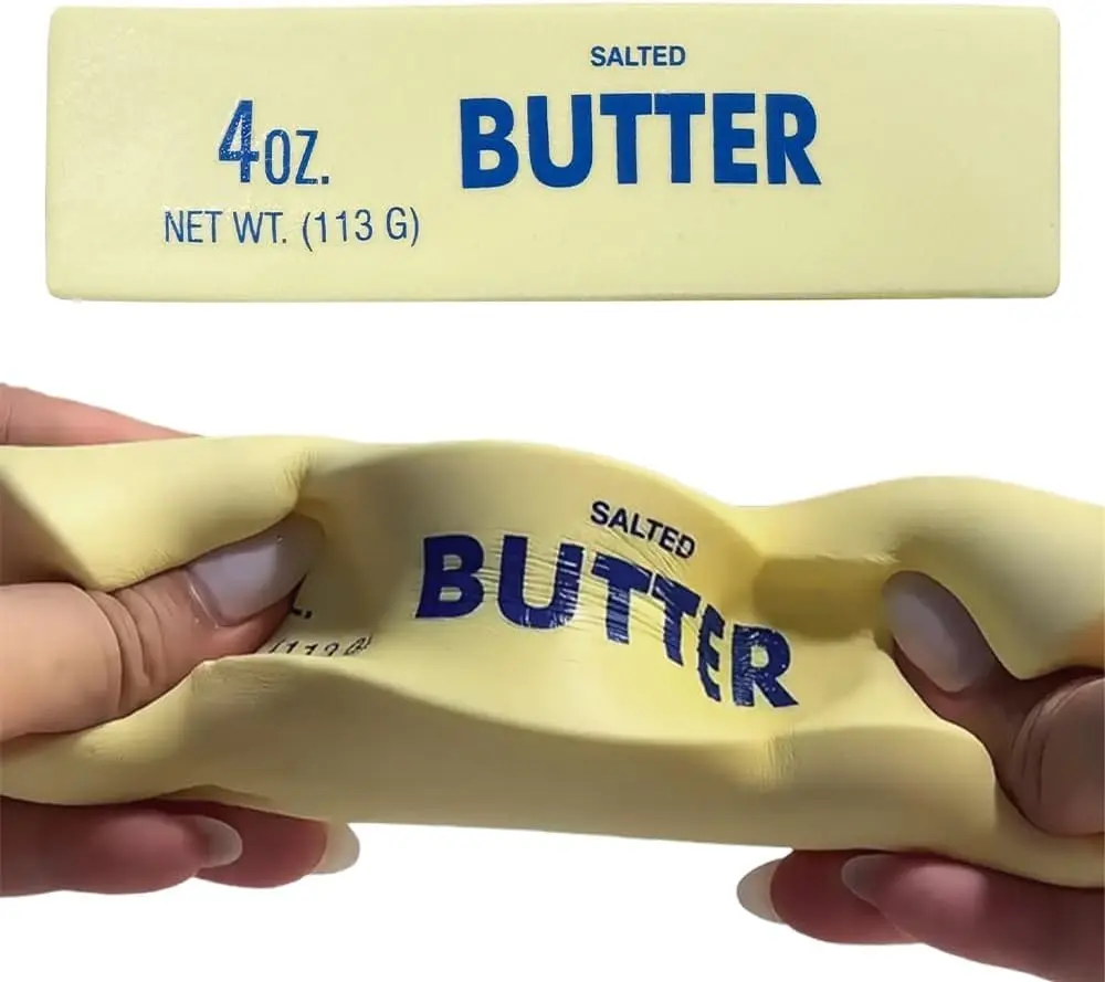 Squeeze Toy Stress Relief Cream Butter Stick Slow Rebound Fidget Toy for Adults Kids Realistic Beige Design Wet Sensory Pinch Party Favor Gift adult anxiety relief bun squeeze tool realistic rubik perfect party tpr stress reliever stress-relief toy