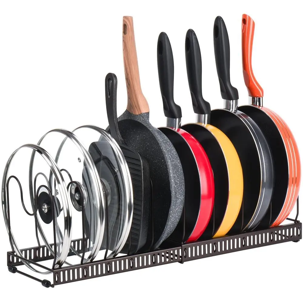 Pot Storage Rack, 1 Count Kitchen Pot Pan Storage Holder, Retractable Bowl and Chopstick Storage Rack, Baking Tray, Cooking Utensil Storage Rack, Organiser