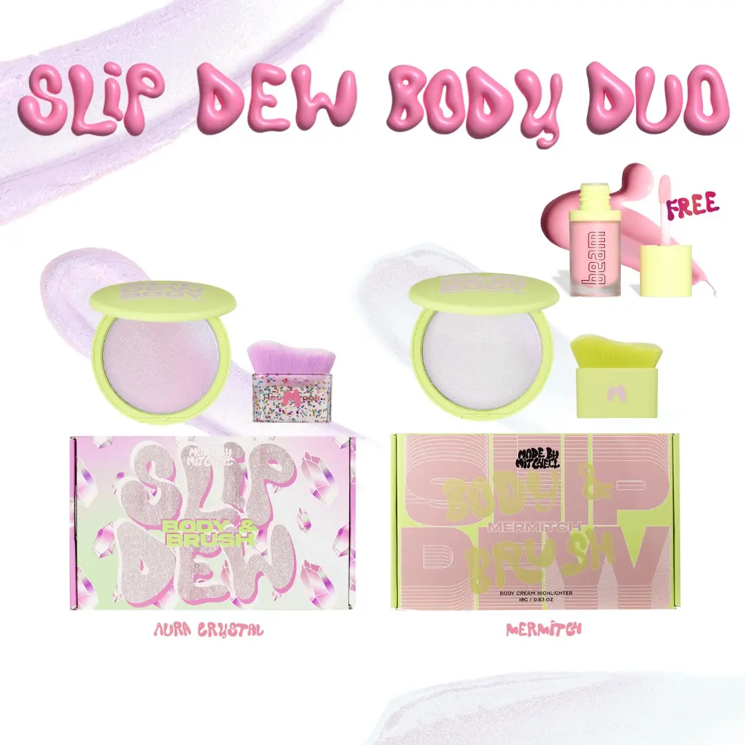 SLIP  DEW BODY DUO WITH FREE BEAM LIP GLOSS- MILKSHAKE 4 ME -MADE BY MITCHELL