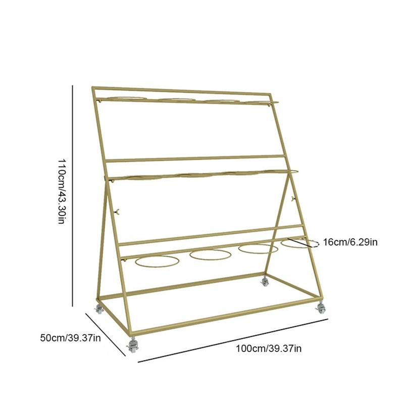 Flower Display Stand 3 Layers Metal Plant Stand with Wheels and Foot Brake
