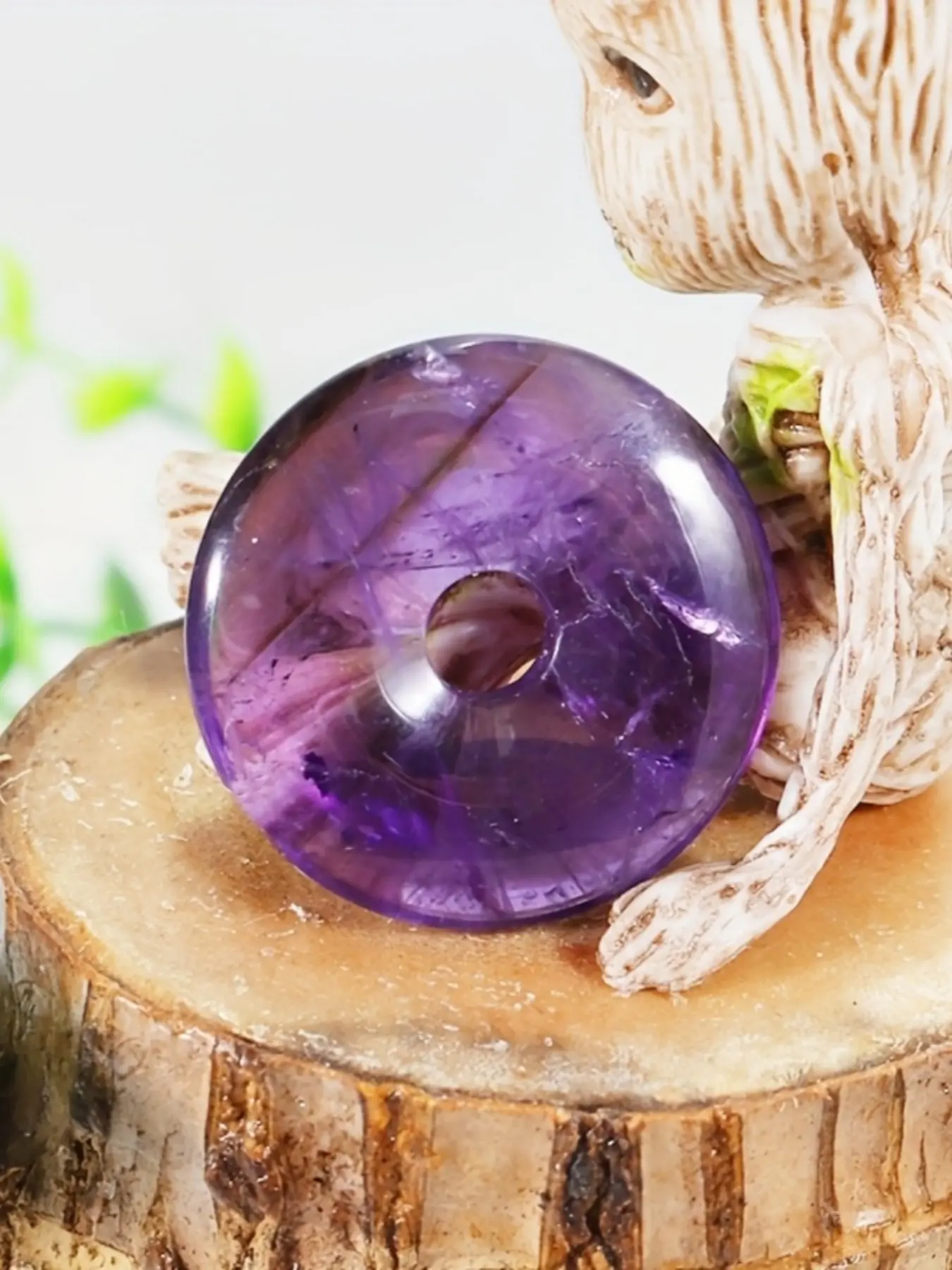 2pcs 2cm Amethyst Quartz Donut Beads Pendant, Natural Crystal DIY Jewelry Making, Necklace Craft Supplies, No Choking Hazard