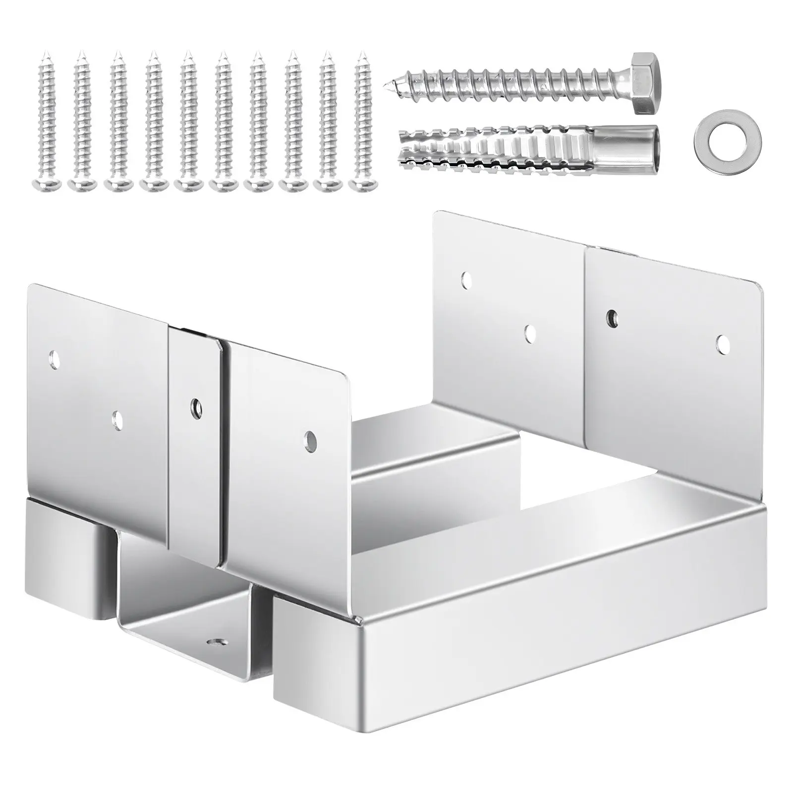 VEVOR 6x6 Post Base 10 Pcs, Inner Size 5.49x5.57inch/139.5x141. 5mm Concrete Post Anchor, Heavy-Duty Zinc-Plated Carbon Steel Posts Brackets with 1 Inch Standoff Elevation, for Concrete Pergolas Patio