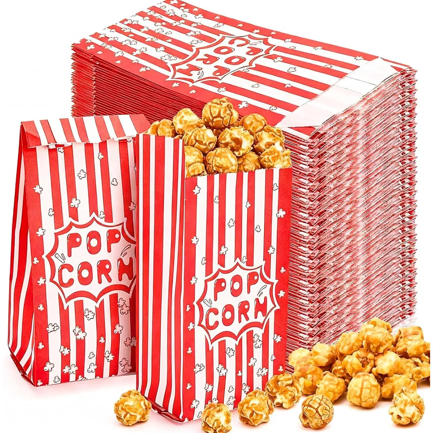 400 count Small Paper Popcorn Bags, 1 Oz Movie Night Pop Corn Bags, Oil-proof Paper Popcorn Bag Bulk for Popcorn Machine, Popcorn Containers Cups for Individual Servings, Party supplies