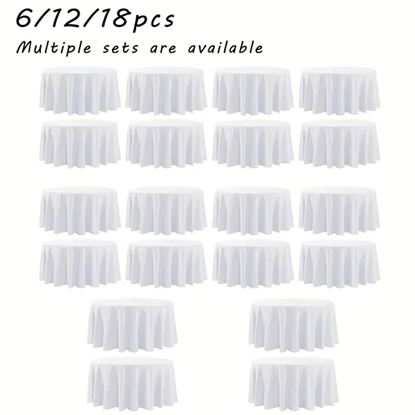 6/12/18pcs Multiple Sets Round Shape 120-Inch (305cm) Wrinkle-Resistant Table Cover, Halloween Party Events Table Covering for Kitchen Dinner Rectangular Tabletop Self-Decoration (Black White)