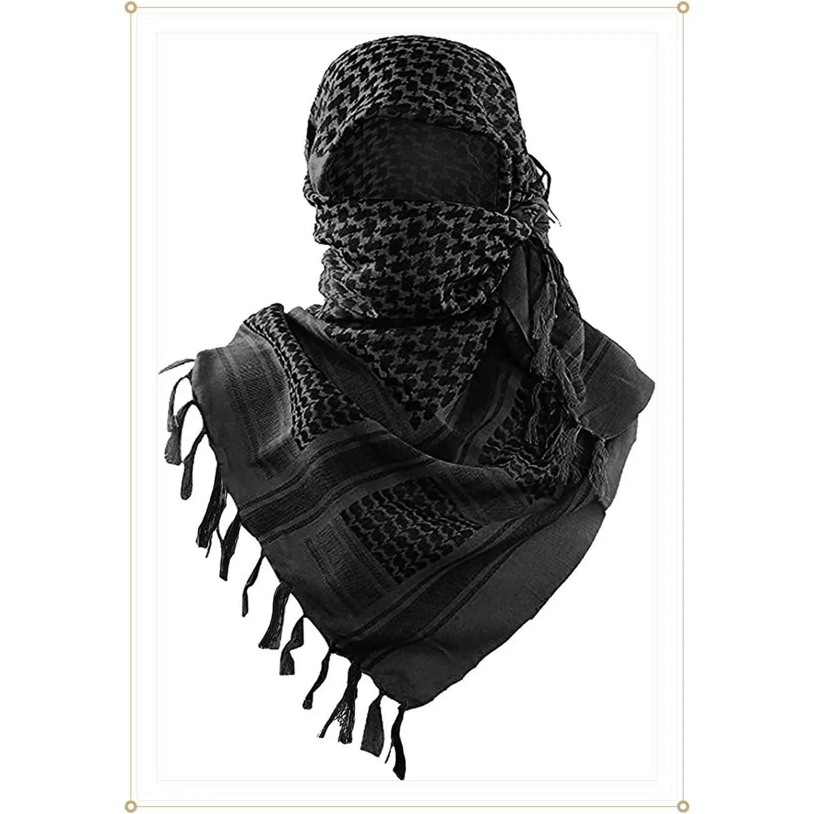 Military Shemagh Tactical Desert Scarf / 100% Cotton Keffiyeh Scarf Wrap for Men And WomenGift