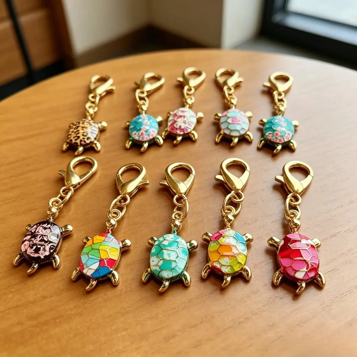 10Pcs Cute Kawaii Turtle Keychain Set - Assorted Styles, Multiple Colors, Kawaii Charm, Key Holder, Bag Backpack Charms for Men's Bags, Men's Wallets, Casual Shoes Decor