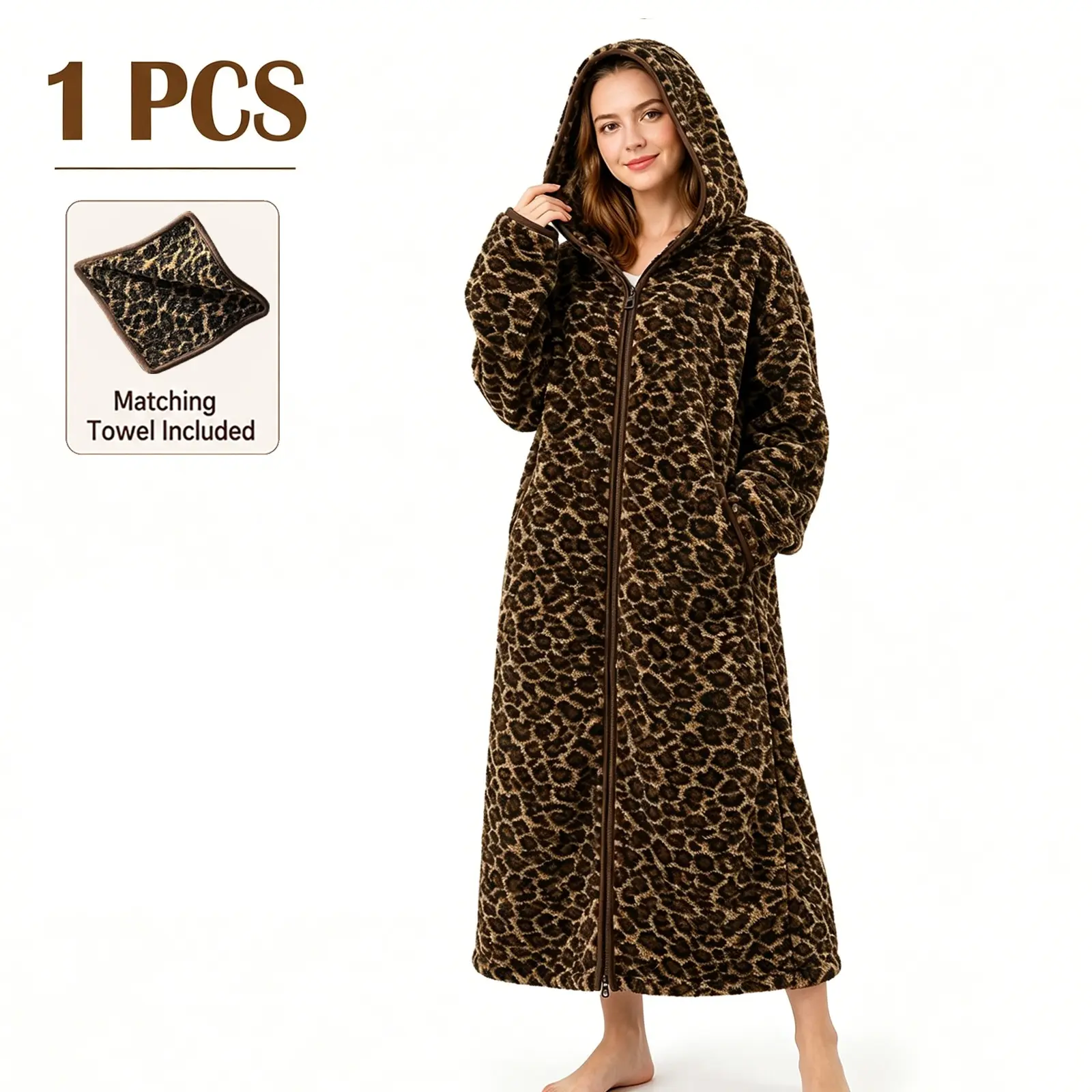 Oversized Wearable Blanket Hoodie for Women, Full Length Cozy Plush Fleece Loungewear, Warm Hooded Cloak with Deep Pockets, Includes Towel