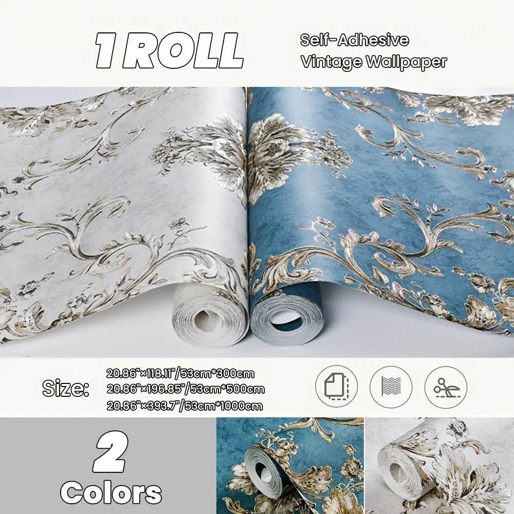 Luxury European Style Self-Adhesive Wallpaper, Thick Non-Woven Material, Peel-And-Stick, Suitable for Living Room, Bedroom, Background Wall