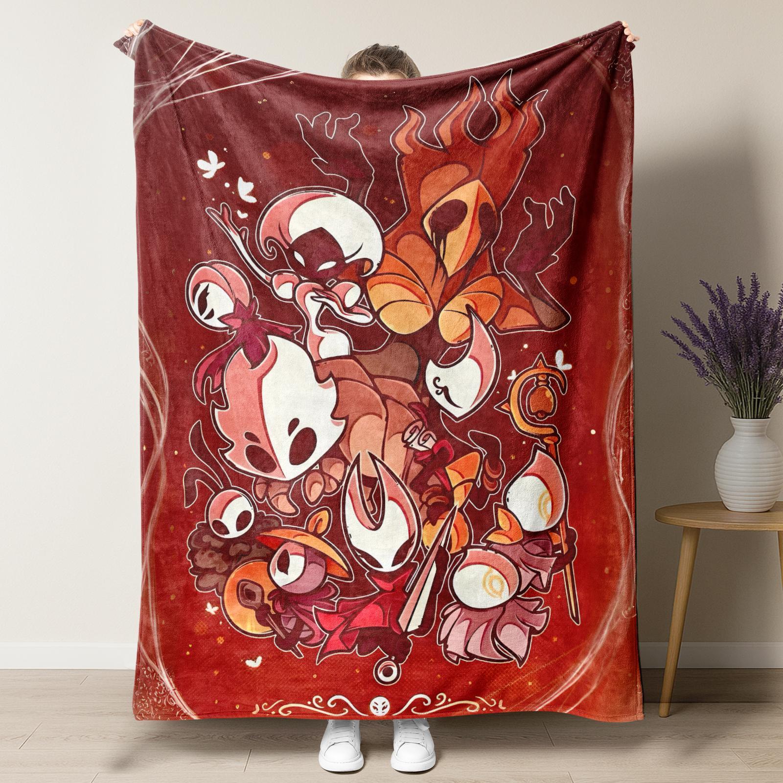 Hollow Knight Silksong Funny Flannel Blanket Anime Action Adventure Customized Cozy Throw Blanket for Bedroom Cars Home  Rug