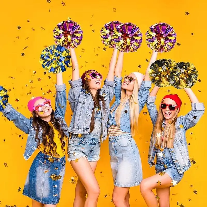 A Pair Cheerleader Pom Poms 30cm Cheerleading Pompoms Ring Style Team Sports Pompom Girls Game Big Match Cheering Hand Flower