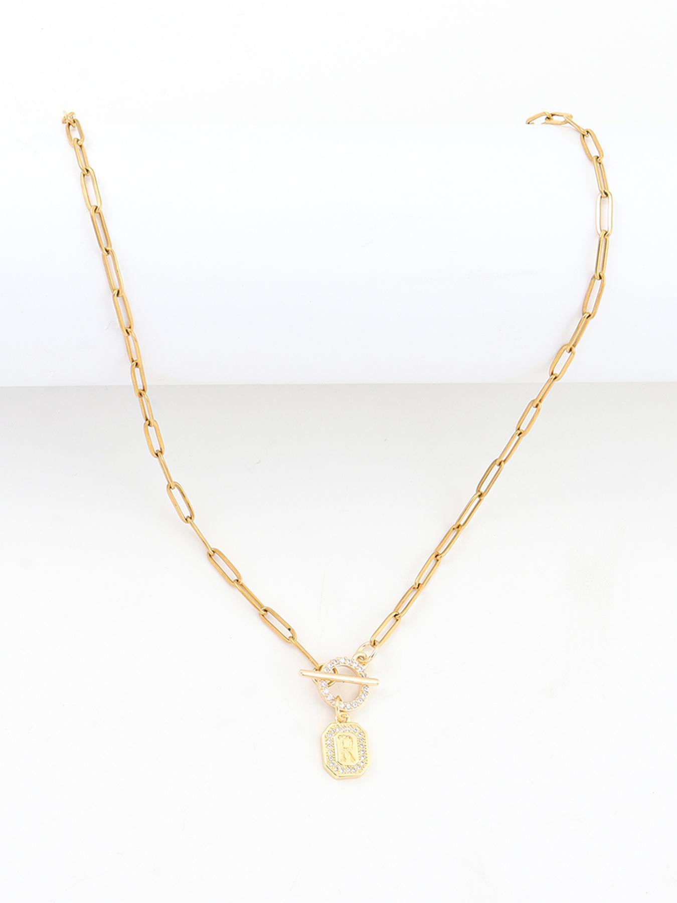 Initials Pendant Necklace for Women, Stainless Steel Paper Clip Chain Necklace, Letter Necklace, Fashion Jewelry for Party, Daily Decor, Trendy All-match & Exquisite Jewelry for Birthday Gift, Minimalist Chain