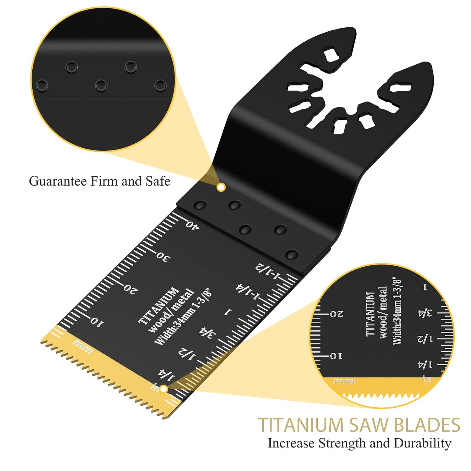 Multipurpose Oscillating Saw Blade Set, 30pcs Universal Titanium Multitool Blades for Wood Plastics Metal, Quick Release Multi Tool Kit for Dewalt Ryobi Milwaukee Rockwell Fein Makita, Replaceable Blades