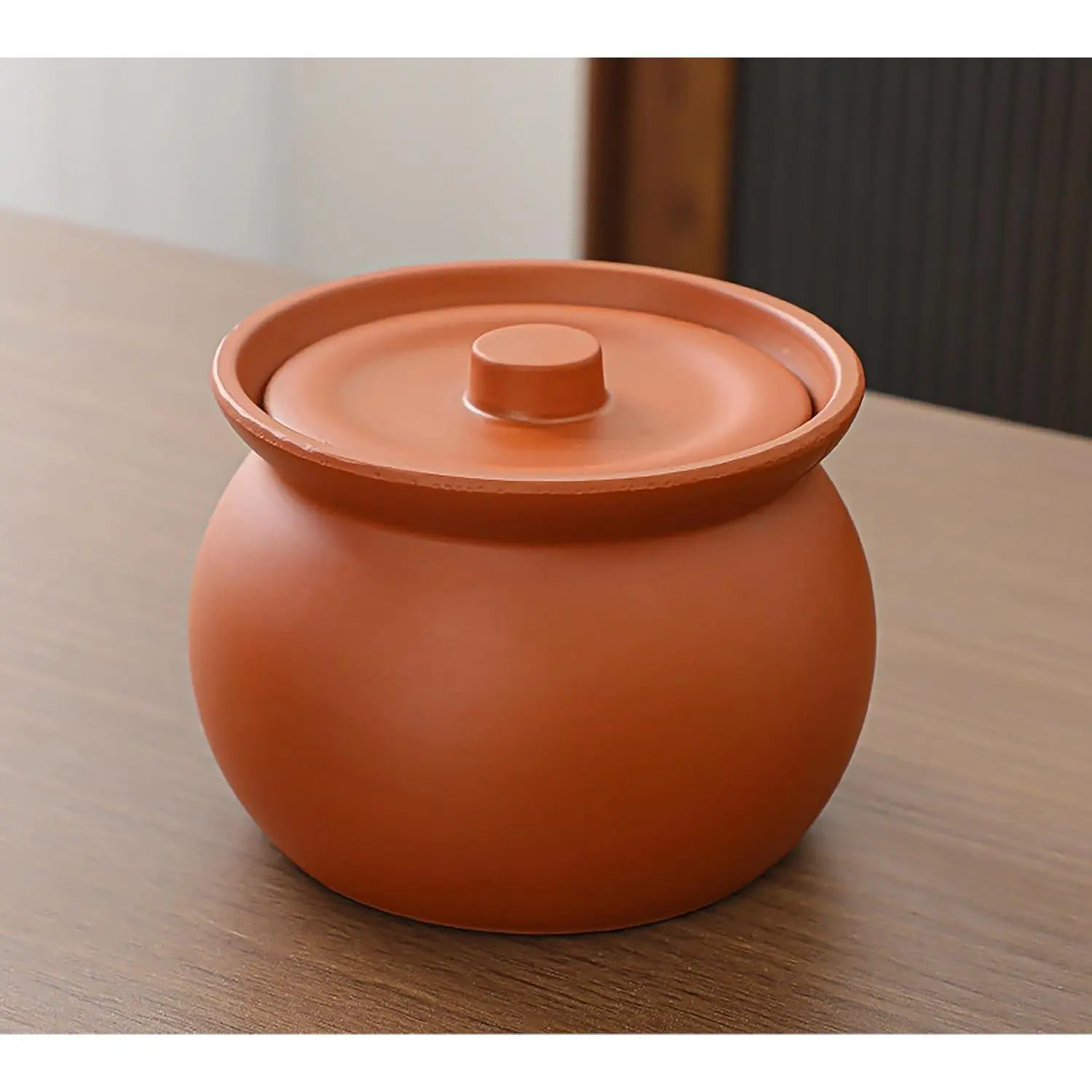 Cute Mini Kitchen Clay Cooking Pot - Traditional Ceramic Pot with Lid for Healthy Cooking - Multipurpose Cooking Pot Use for Home Kitchen or Restaurant 0.6 Quarts-Small