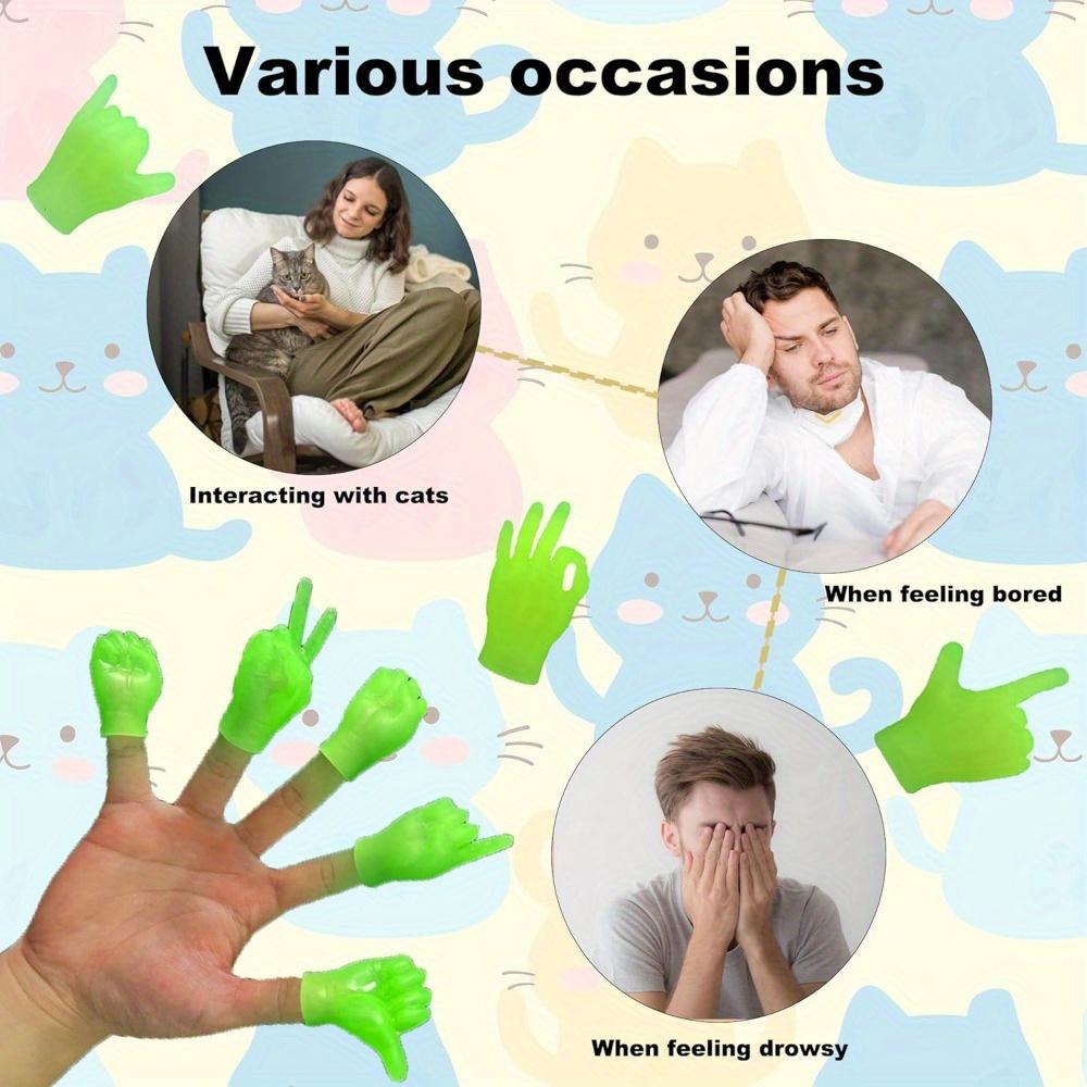 10-Pack Glow-in-the-Dark Green Mini Hand Puppets – Authentic Rubber Finger Puppets, Perfect for Cat Shows, Puppet Shows & Creative Games. Portable & Durable, Ideal for Indoor Use