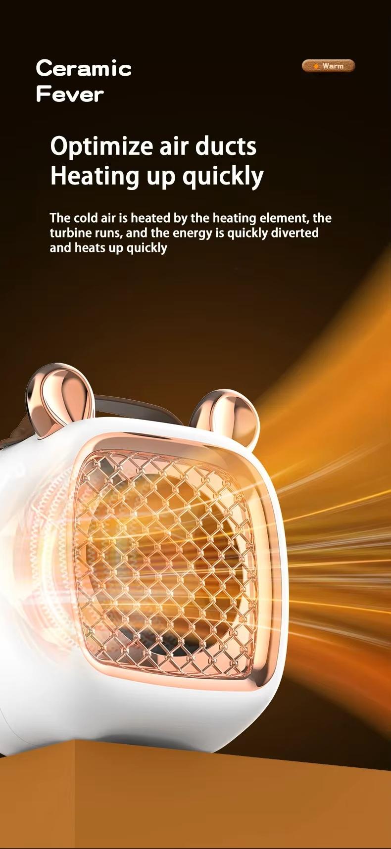 Portable Ceramic Space Heater with Fan, Fast & Quiet Indoor Room Heater for Cat and Dog Houses, Office Desk & Small Rooms, Safe Compact Electric  Winter Room Warmer Gift for Thanksgiving