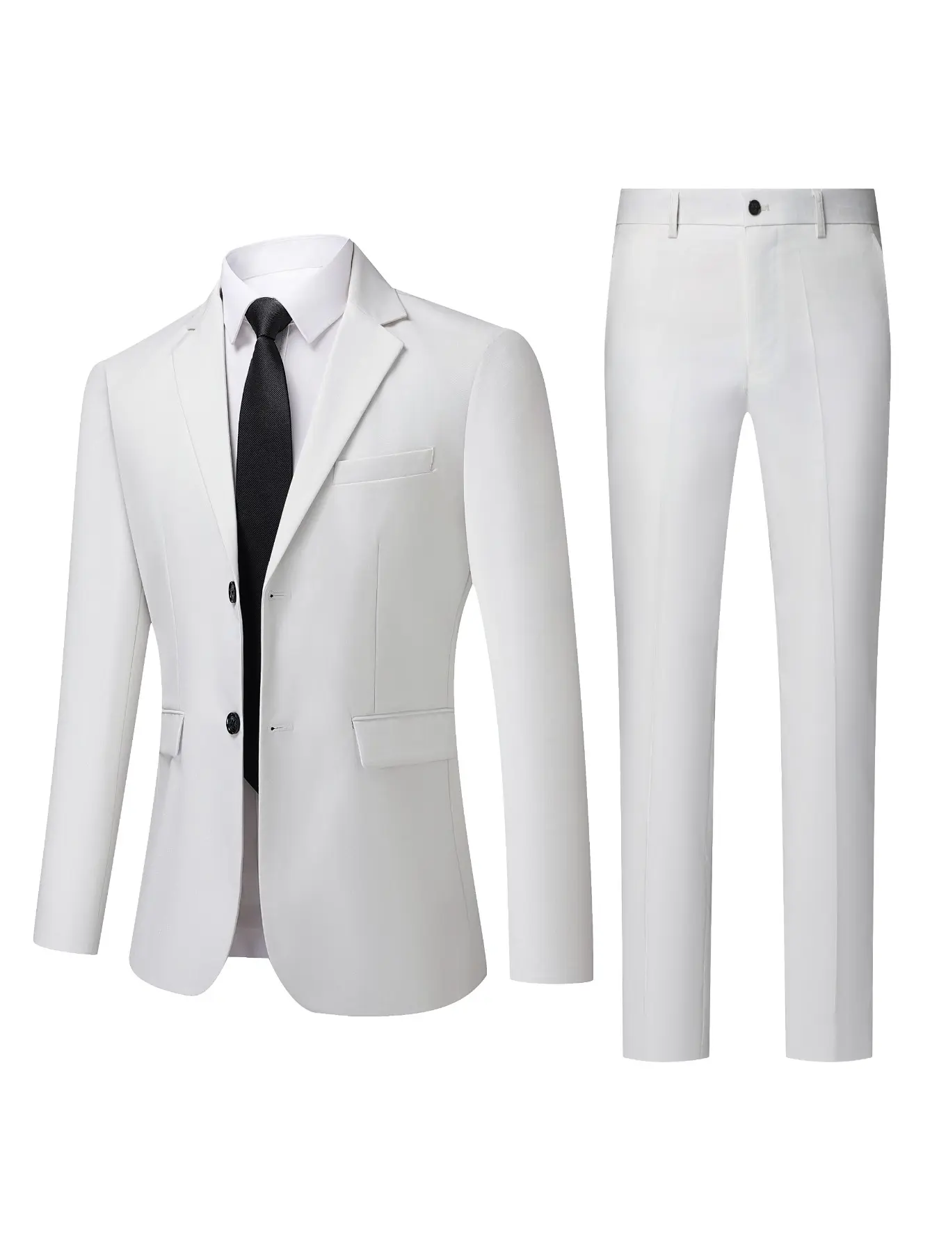 Men's Four-Season Blazer Set, Two-Piece Business Casual Suit, Party Dress, Solid Color, Anti-Wrinkle, Non-Shedding, Double Button