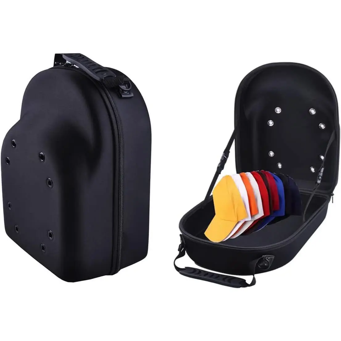 Hat Case for Travel, Hat Storage for Baseball Caps, Caps Carrier with Carry Handle & Shoulder Strap, Baseball Cap Organizer Holder for 6 Hats, Perfect for Traveling and Home Storage
