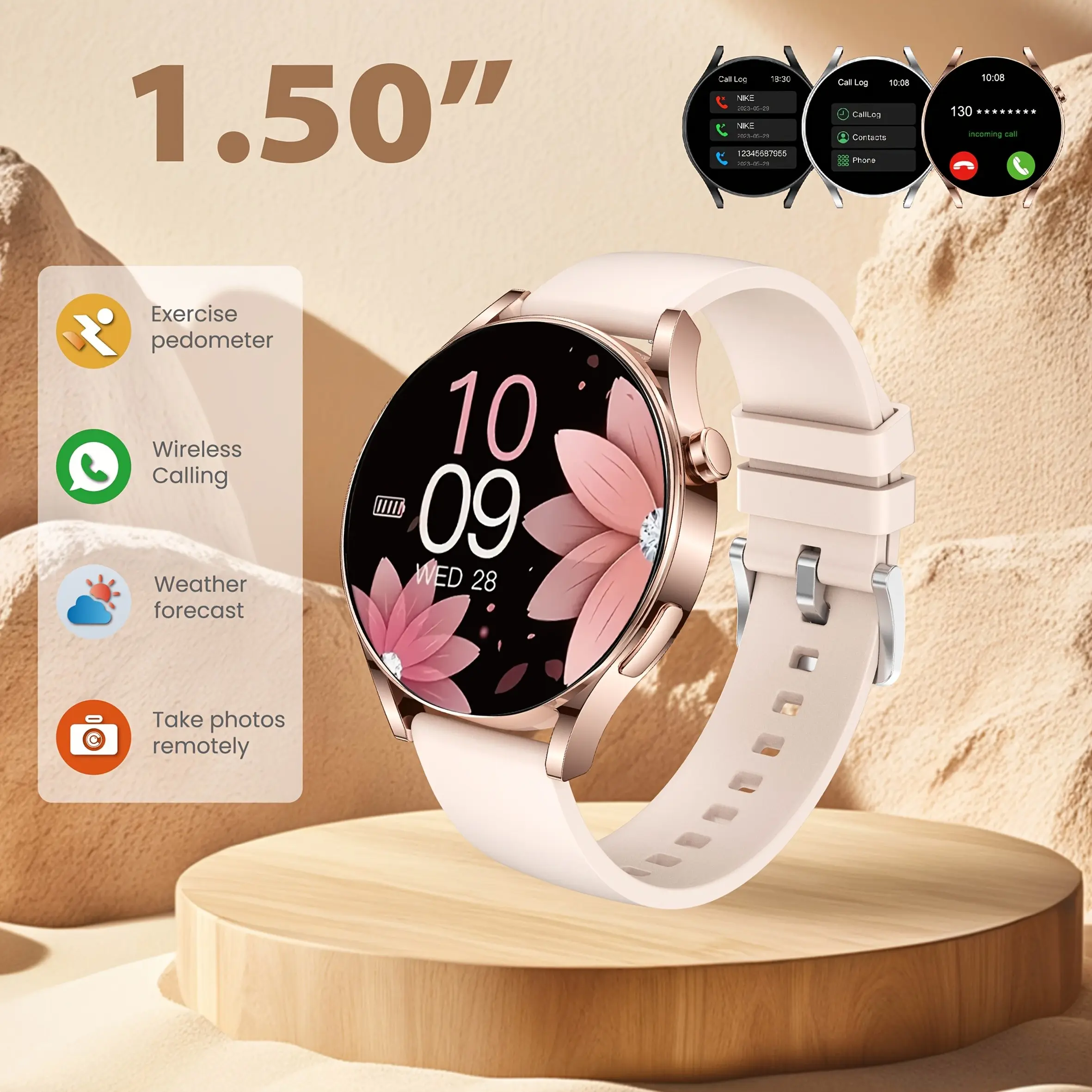 New Smart Watch with Wireless Calling, Multiple Sports Modes, Camera Control, Message Notifications, Ultra-Thin Design, Android & iPhone Compatible