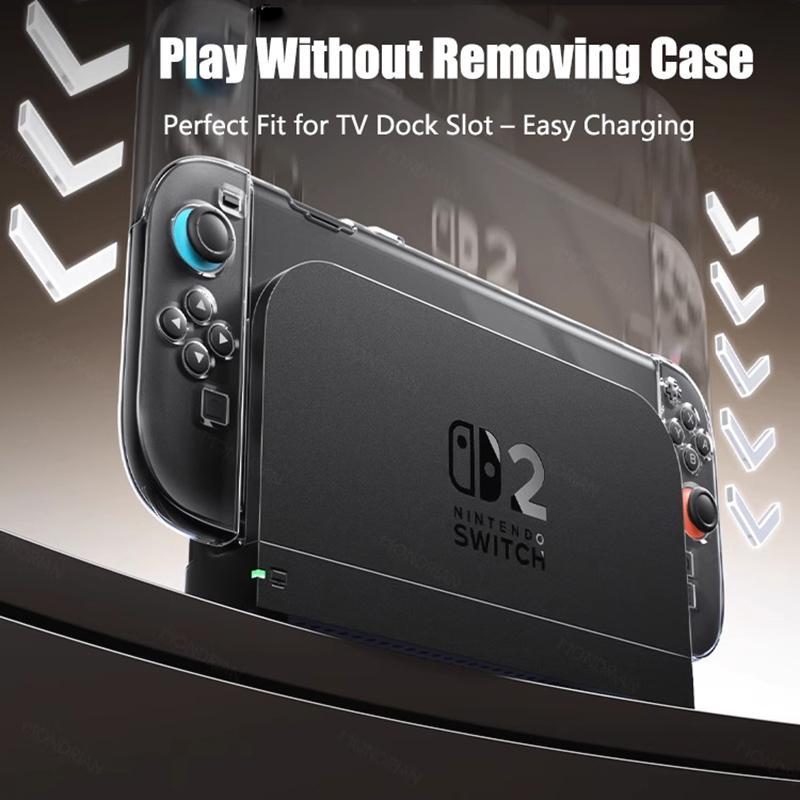 Nintendo Switch 2 Protective Case, Durable Transparent Crystal PC & Soft TPU Handle, Detachable Design & Shockproof, Gaming Accessories, Game Console Accessories