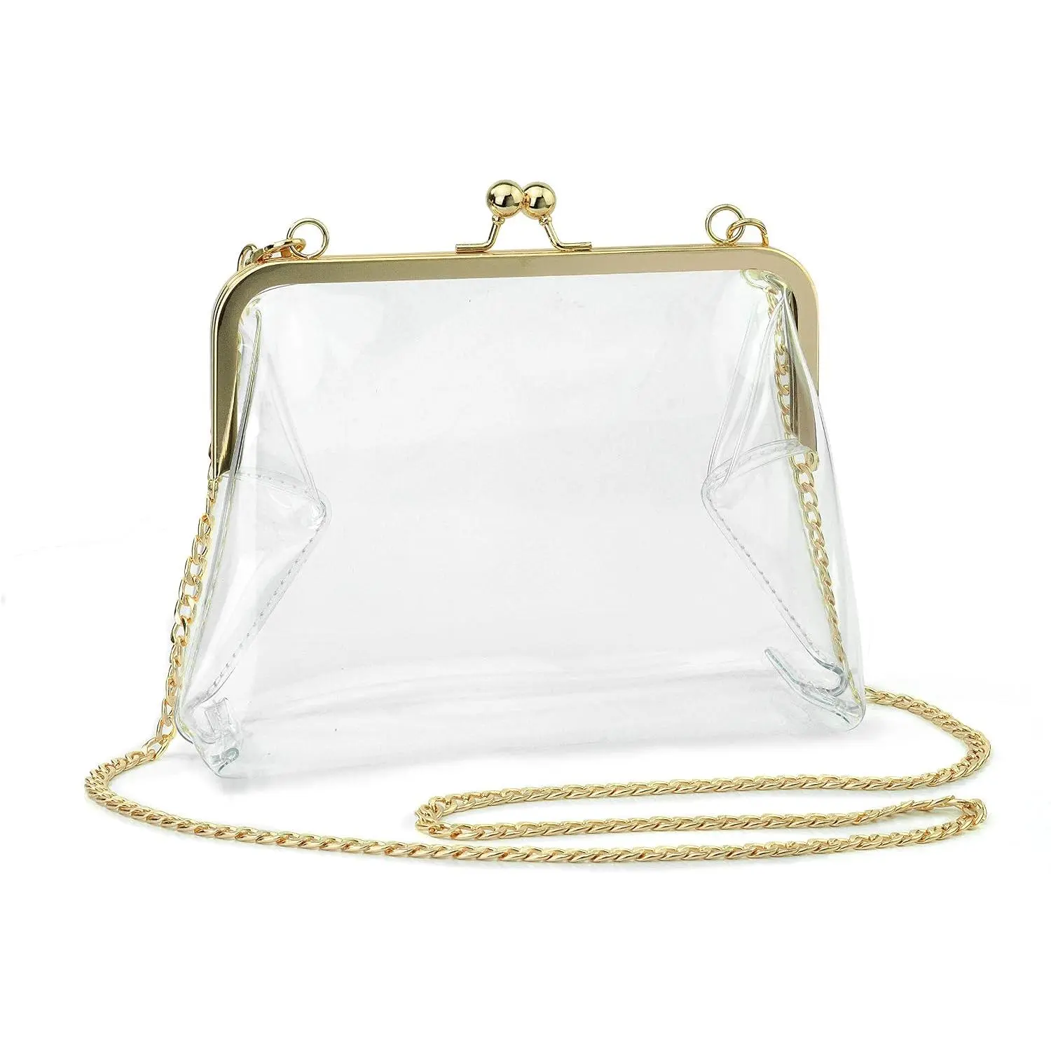Clear Transparent PVC  Lock Chain   Bag Womens Clutch