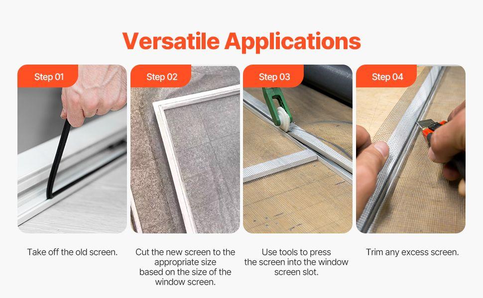 VEVOR Window Screen Replacement 100 ft * 48 in Window Screen Mesh DIY Adjustable