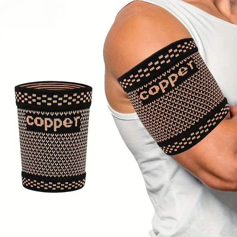 1Pc/2Pcs Copper Compression Bicep Sleeve, Upper Arm Support Brace for Bicep Tendonitis, Muscle Strain Relief, Breathable Non-Slip Copper Infused Arm Wrap for Weightlifting, Gym Workout and Fitness Training  for Men Wo,6-point,adjustable,ratchet suspension