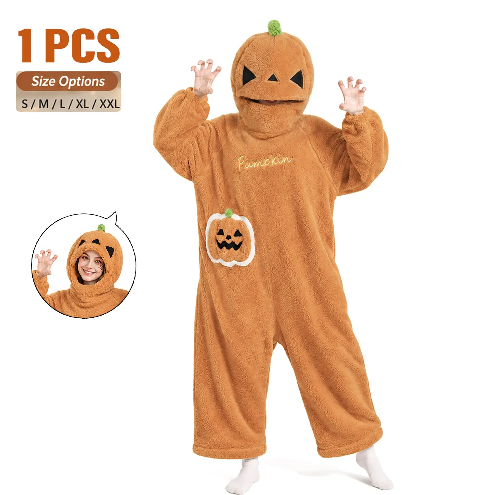 Pumpkin Hat Wearable Blanket, Soft Plush Throw with Pumpkin Pockets, Cozy and Warm, Ideal for Home, Halloween Parties, 1 Piece, Fuzzy Blanket