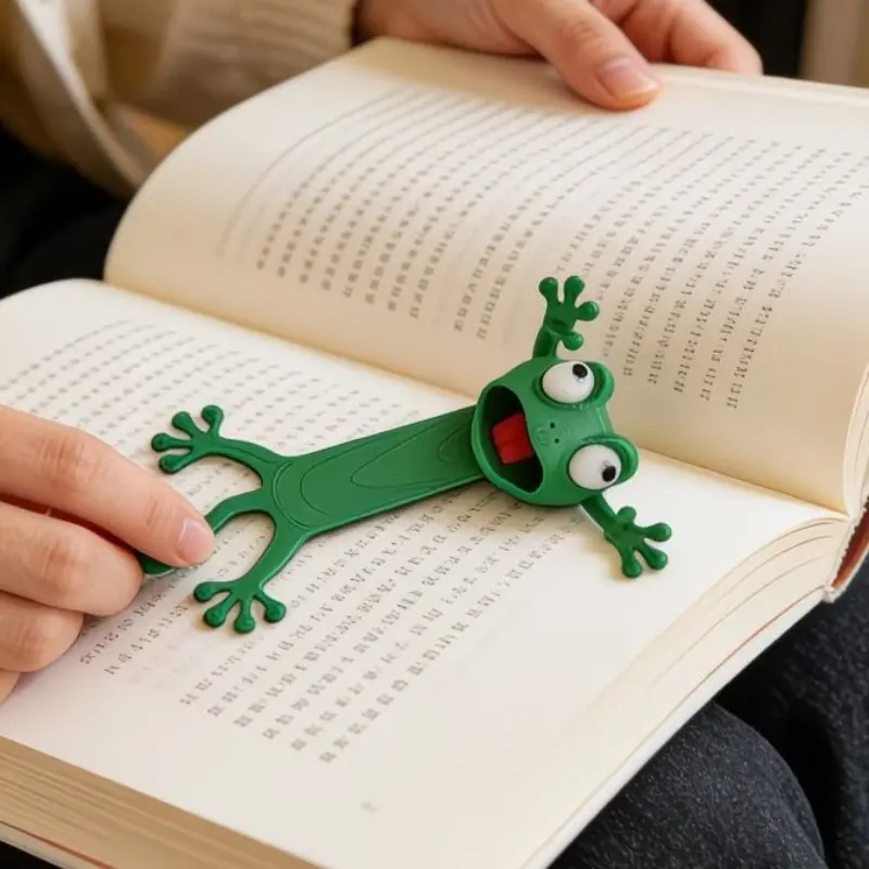 Funny 3D Printed Cat & Frog Bookmark, Cute Animal Page Holder, Flexible Book Marker, Unique Gift for Book Lovers, Readers, Students & Teachers
