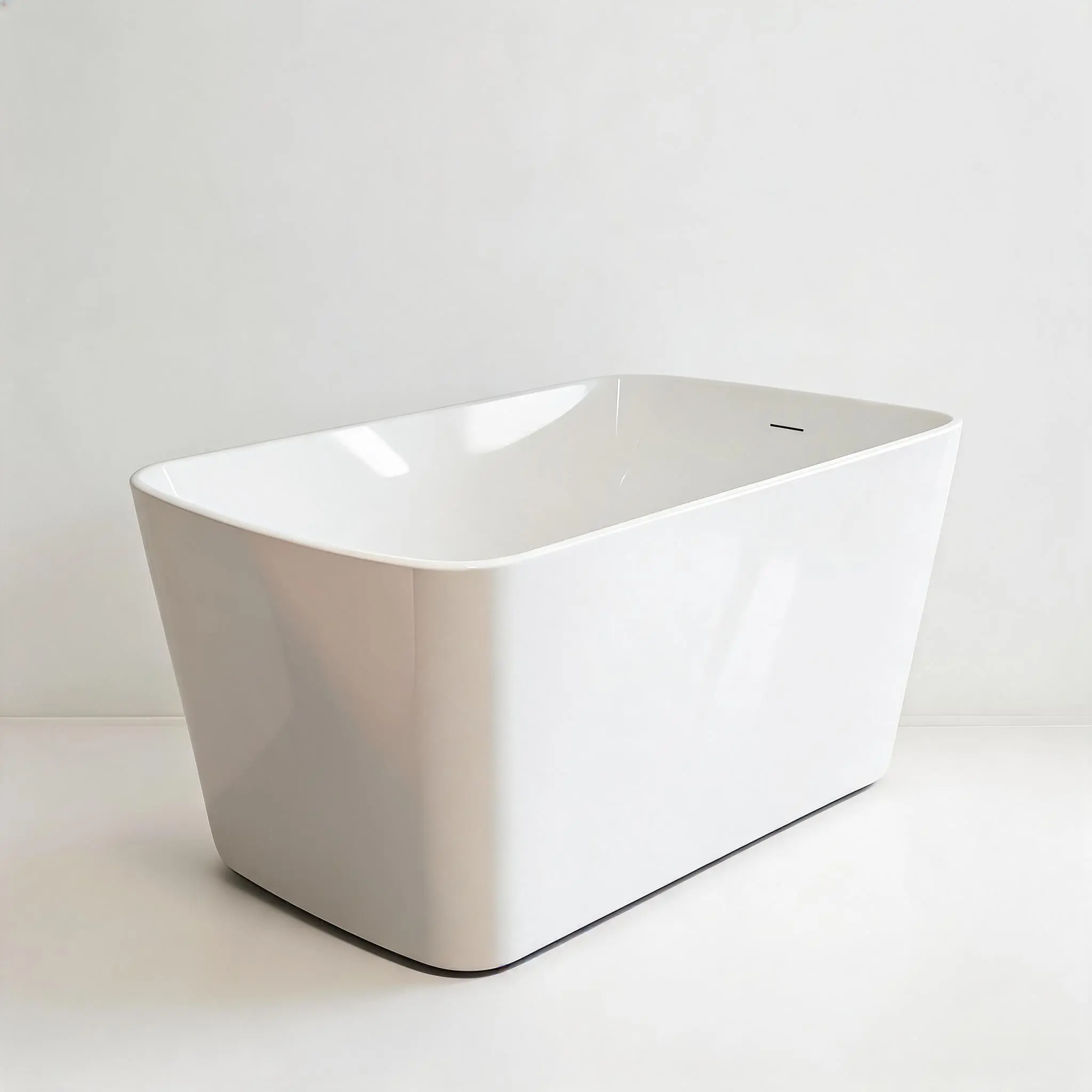 Acrylic Freestanding Bathtub - Japanese Square Soaking Tub with Built-in Seat, Toe-Tap Drain & Overflow
