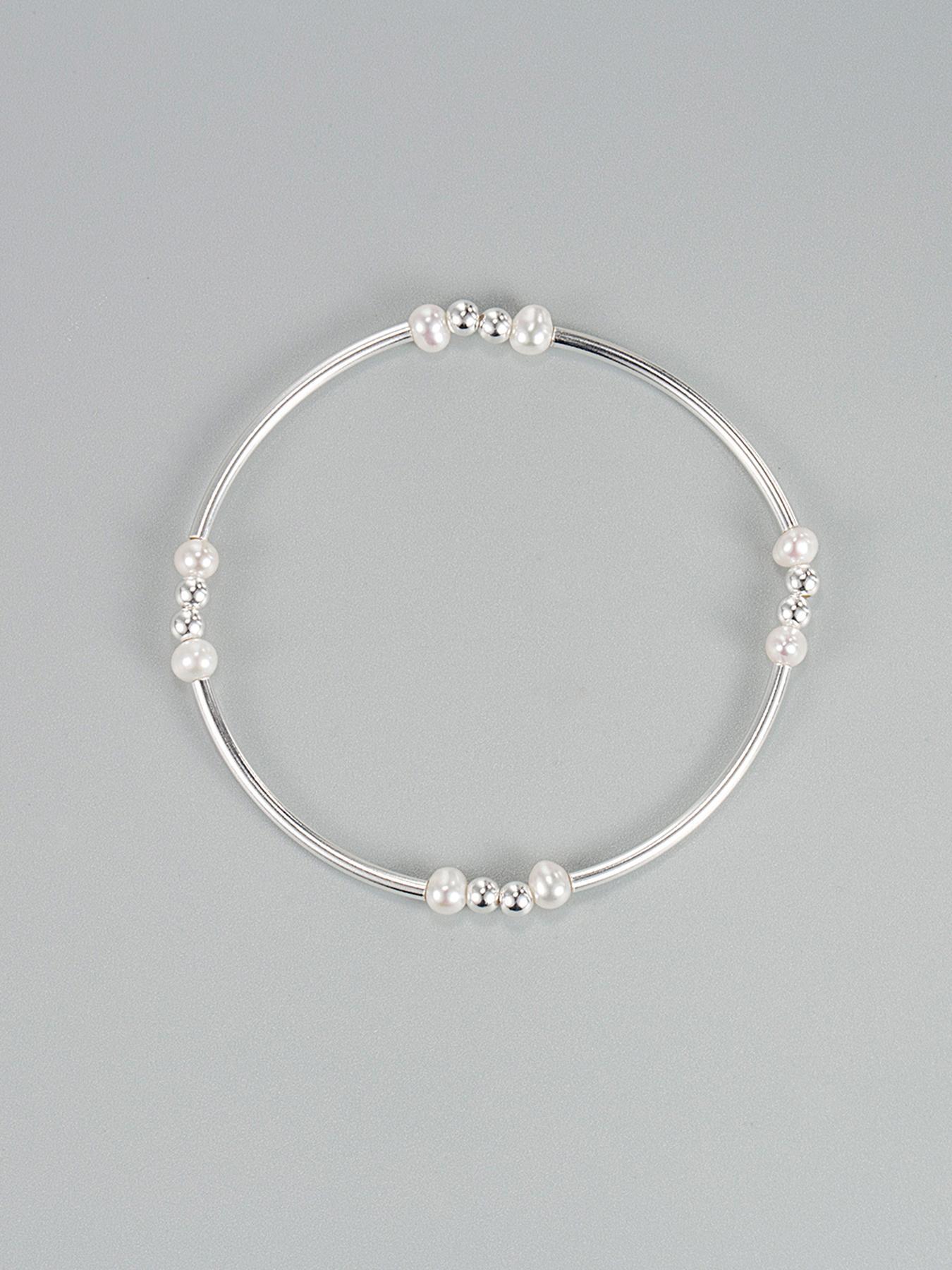 925 Sterling Silver Faux Pearl Decor Bracelet, Fashion Jewelry Accessories for Women & Girls, Simple Jewelry for Party Decor, Trendy Exquisite Jewelry for Gift, Pretty Bracelet