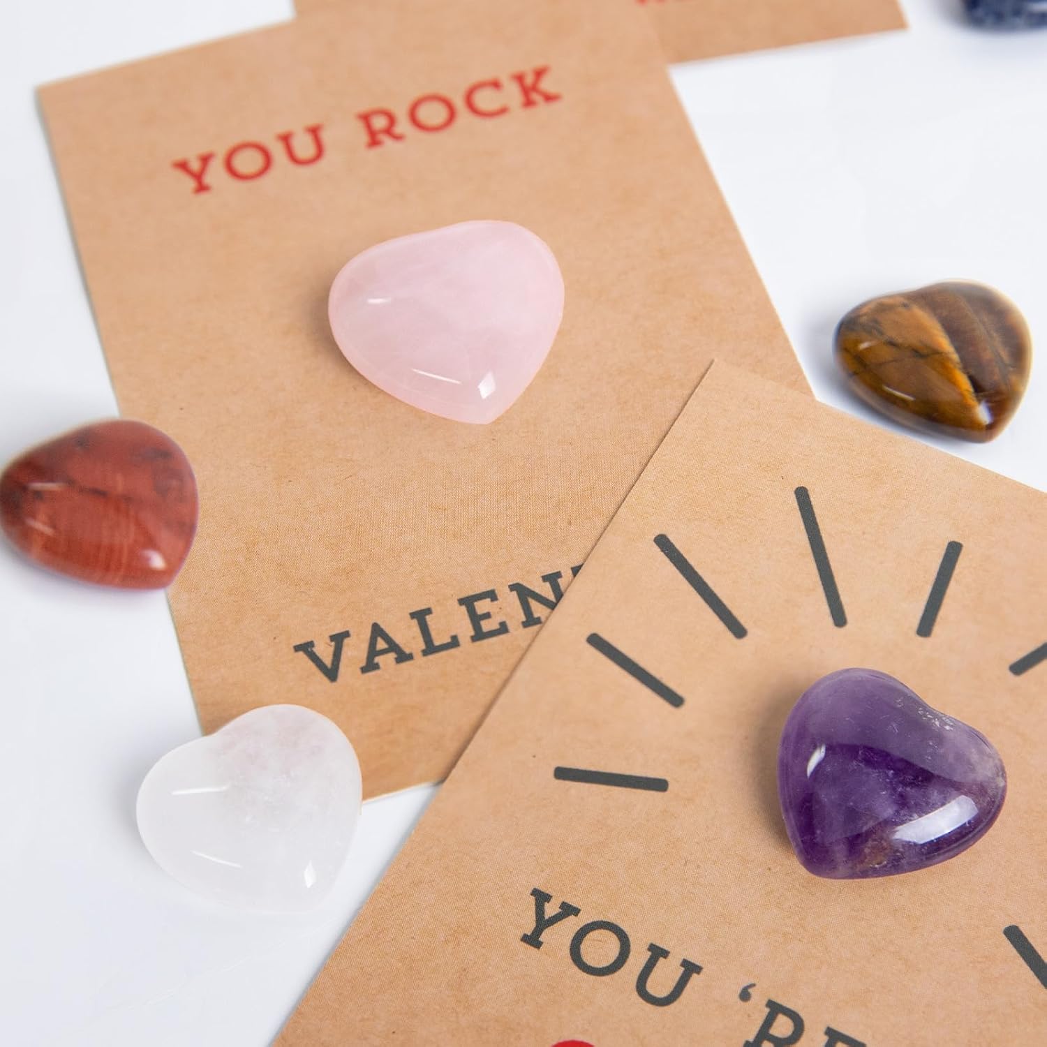 Valentines Day Gifts - 24 count Valentines Cards with Heart-Shape Crystals - Valentine Gift Exchange for Boys Girls Class Classroom School Party Favor