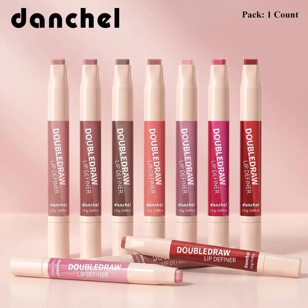 danchel 2-in-1 Dual-Shade Lip Definer & Lip Gloss, Line & Fill Lips in One Swipe, Satin Balm Finish, Rich Pigment Payoff, All-Day Hydration, Long-Wear Comfort, Ideal for Daily Commutes, On-the-Go Touch-Ups, Business Trip & Travel