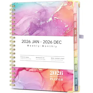 2026 Planner, Weekly and Monthly Calendar Planner for Women, Jan 2026 - Dec 2026, 8.5" x 11", Hardcover Planning Agenda book with Monthly Tabs, Spiral Bound, Inner Pocket, Cute Journal Organizer Notebook for Office School, A4 Size ,