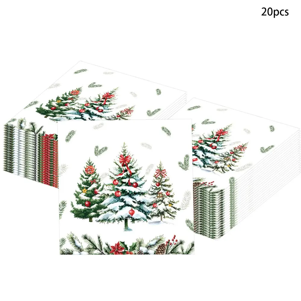 20 Pack Christmas Party Napkins, Pine Leaf Design, Home Decor, Indoor & Outdoor, Perfect for Holidays, Gifts, Weddings, Festivals