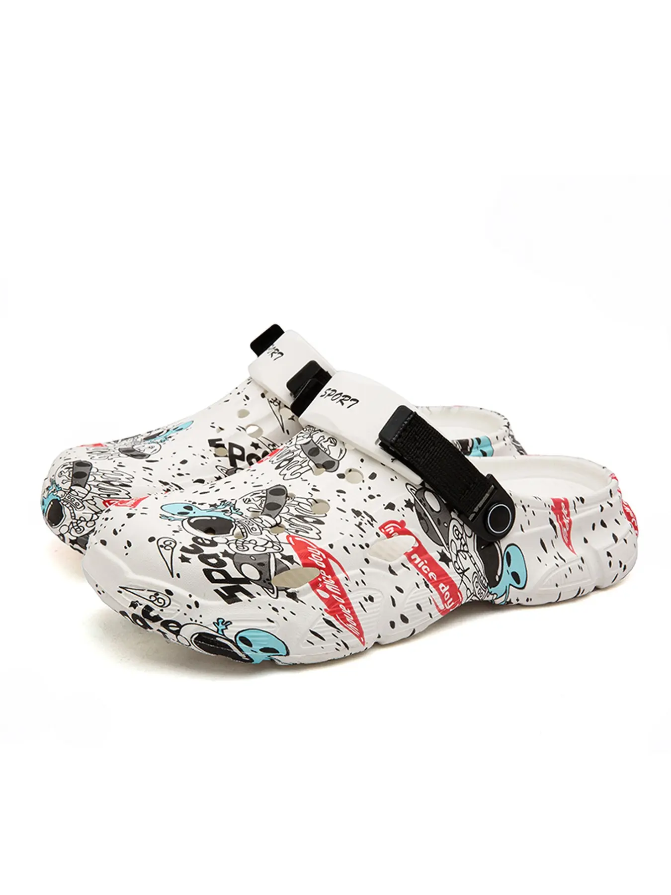 Men's Summer Outdoor Slip-On Eva Shoes, Punk Style Cut-Out Design, Wide Fit, Anti-Slip & Odor-Resistant, Ideal for All Seasons