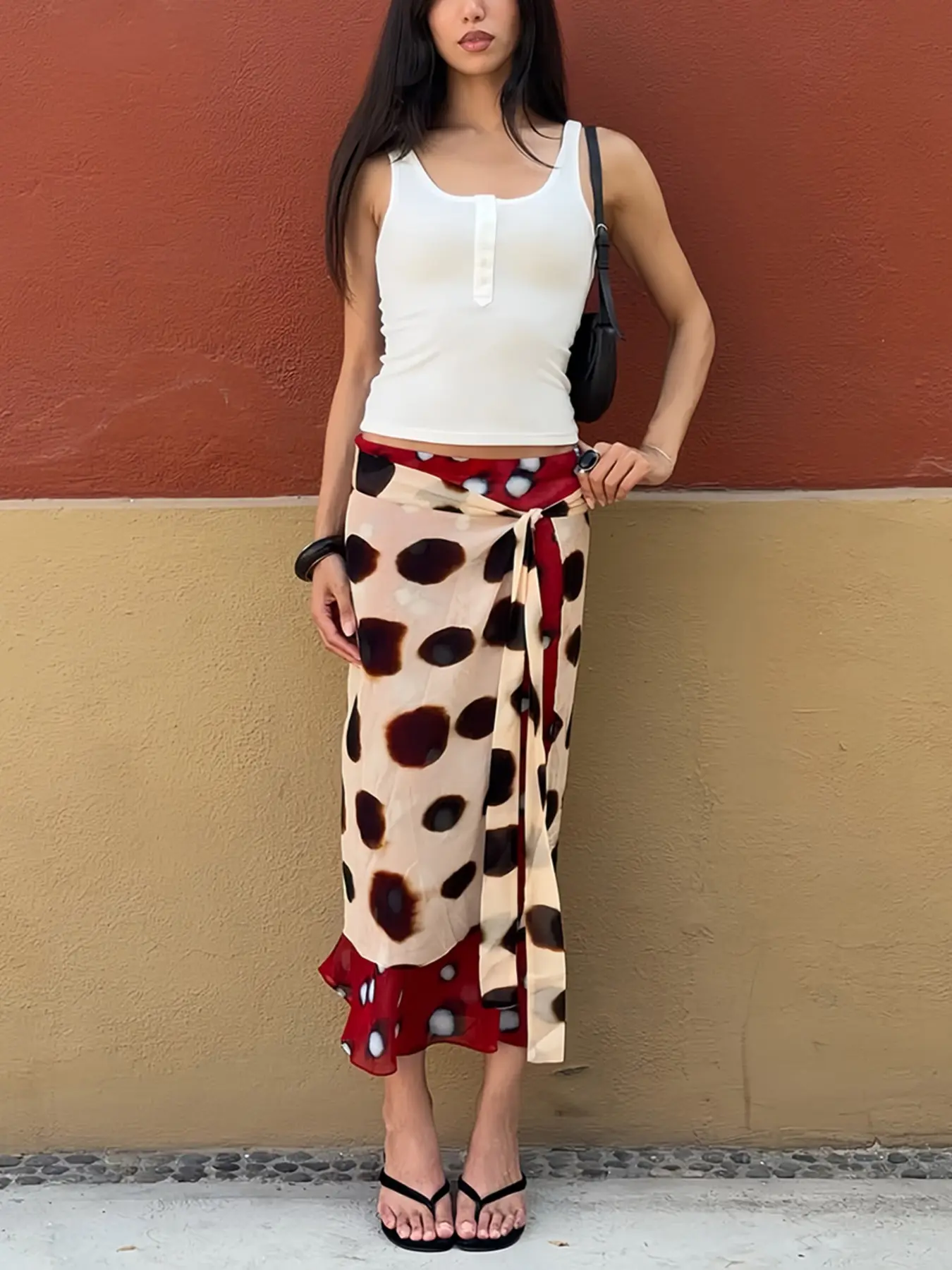 Women's Fashion Midi Skirt, Casual All-Over Print, Fitted Unlined, Lightweight Chiffon Material, Ideal for Daily Wear