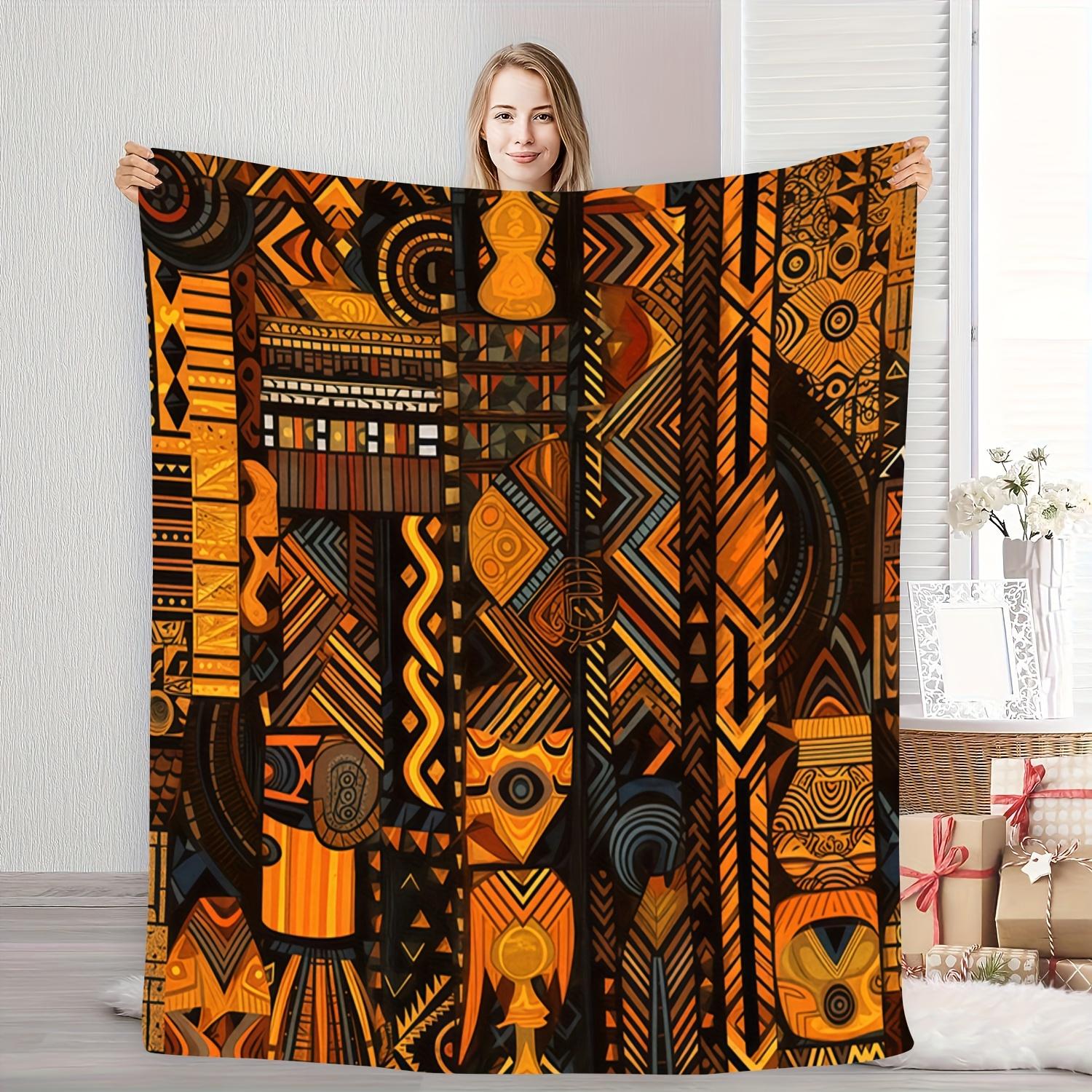 1pc Fashionable Fleece Blanket With Comfortable African Tribal Style Geometric Art Showing Rich Tribal Culture And Abstract Aesthetic Design Theme Pattern Print,Suitable As A Warm Cozy Blanket For Home Sofas, Bedding, Office Napping, Travel, And Camping 1pc Fashionable Fleece Blanket With Comfortable African Tribal Style Geometric Art Showing Rich Tribal Culture And Abstract Aesthetic Design Theme Pattern Print,Suitable As A Warm Cozy Blanket For Home Sofas, Bedding, Office Napping, Travel, And Camping