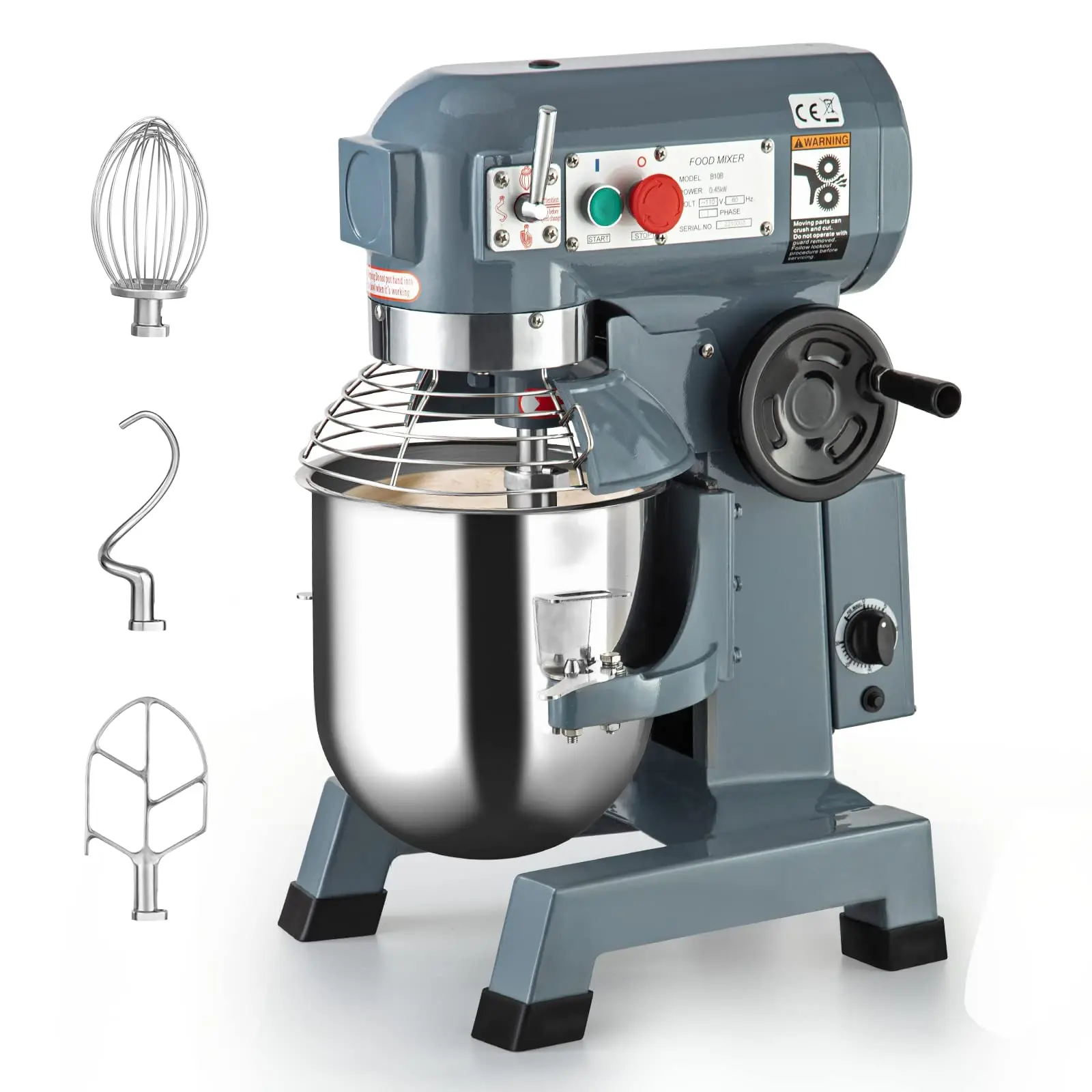 Garvee Commercial Stand Mixer with 20Qt and 30Qt Sizes, Featuring Timing Function, Adjustable 3-Speed Control, Powerful 1100W or 1250W Motor, Stainless Steel Bowl, Safety Guard, Ideal for Schools, Bakeries, Restaurants, and Pizzerias