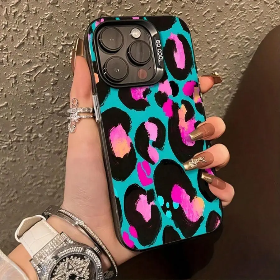 Neon Leopard Cheetah Animal Print TPU Cellphone Case - Protective, Shockproof Accessory, Comfortable Hand Feel, Compatible with iPhone 16/15/14 Pro Max/13/12/11/XR/XS Plus, Gift-Ready Statement Back to School Item,back to school,back to school haul