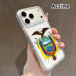 Magnetic Phone Case for iPhone 16 Pro Max Plus 15 14 13 12 11 E Ecuador's National Emblem Pattern Printed Clear Acrylic All Coverage Cover Support Wireless Charging