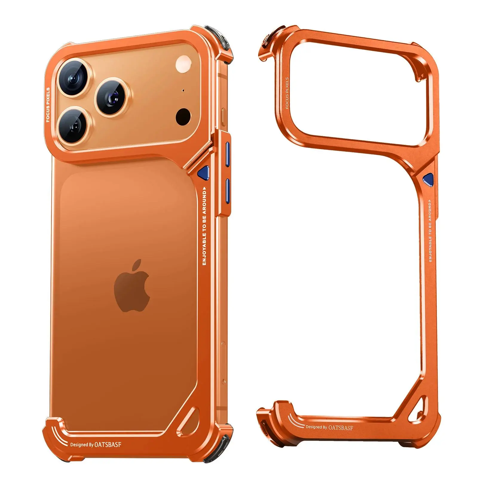 Oatsbasf 9-Shaped Frameless Metal Frame Minimalist Bumper Case with Stand & MagSafe Support for iPhone 17 Pro Max/Pro/Air, Shockproof Hunting Camouflage Protective Mobile Phone Accessory, Accessories