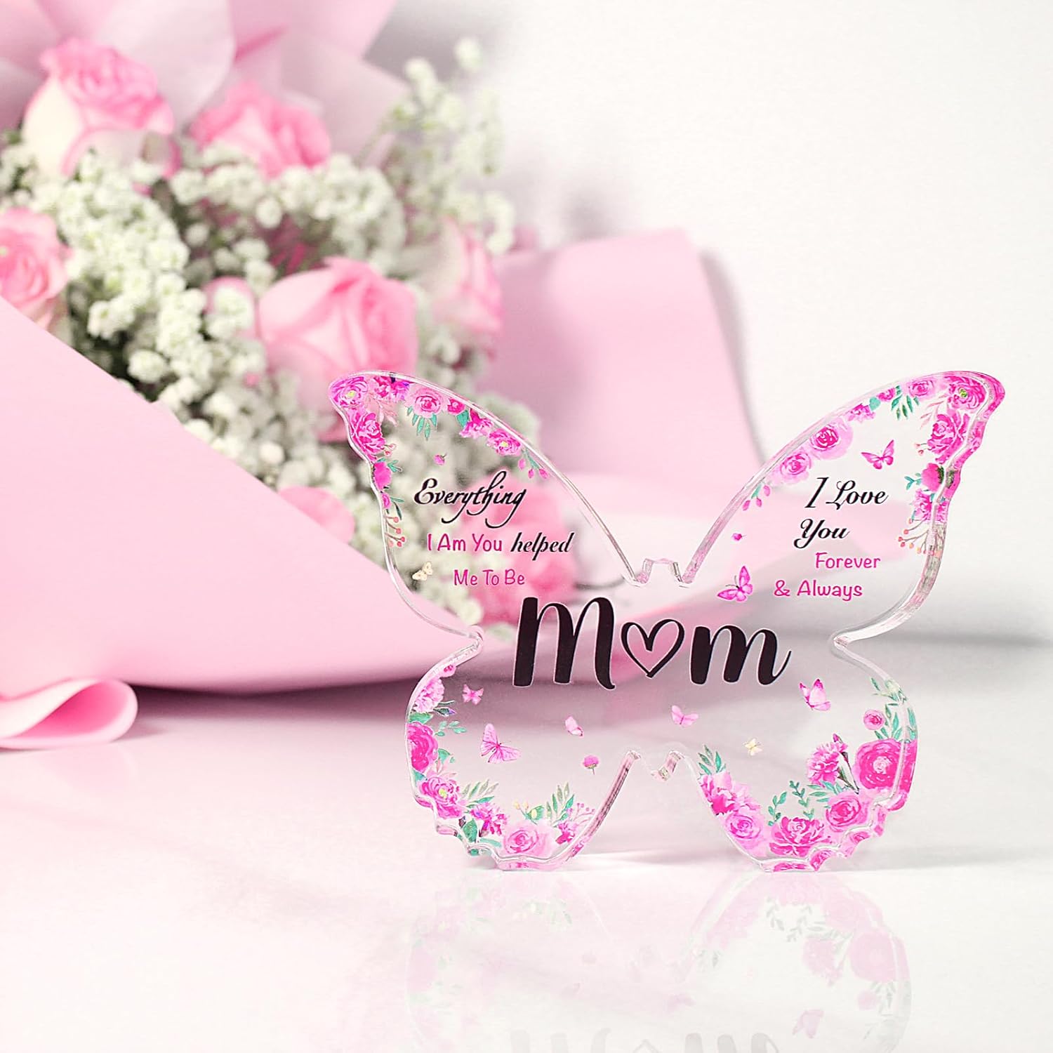 Mothers Day Gifts for Mom - Engraved Butterfly-Shaped  Plaque Decor 5 x 3.8 Inch - Mom Birthday Gifts from Daughter Son -  Birthday Christmas Mothers Day Gifts for Mom, Ideas