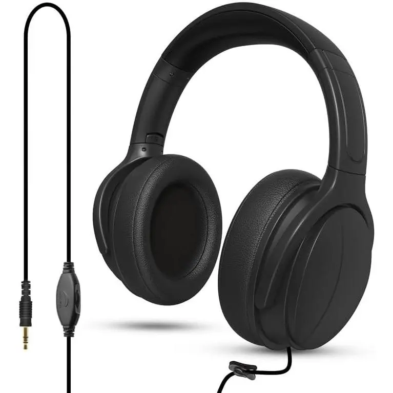 Adjustable Wired Electronic Headset with 9.8FT Soft Cord, 3.5mm AUX Audio, Volume Control, Synthesis Sound for TV, PC Use, Ideal for Seniors’ TV Watching