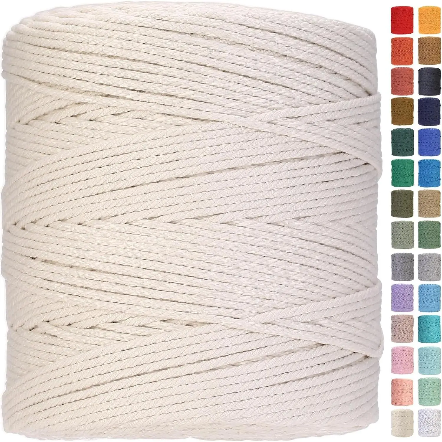 Cotton Macrame Cord 4mm 547yards Natural Colored Macrame Supplies, Soft Craft Cotton Rope for Plant Hanger Wall Hanger Dreamcatcher (Beige)