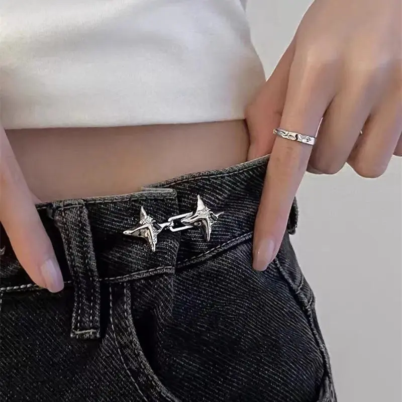 Temperament Four Pointed Star Waist Tightening Tool, Adjustable Waist Buckle, Fashionable Jeans, Fixed Waist Buckle