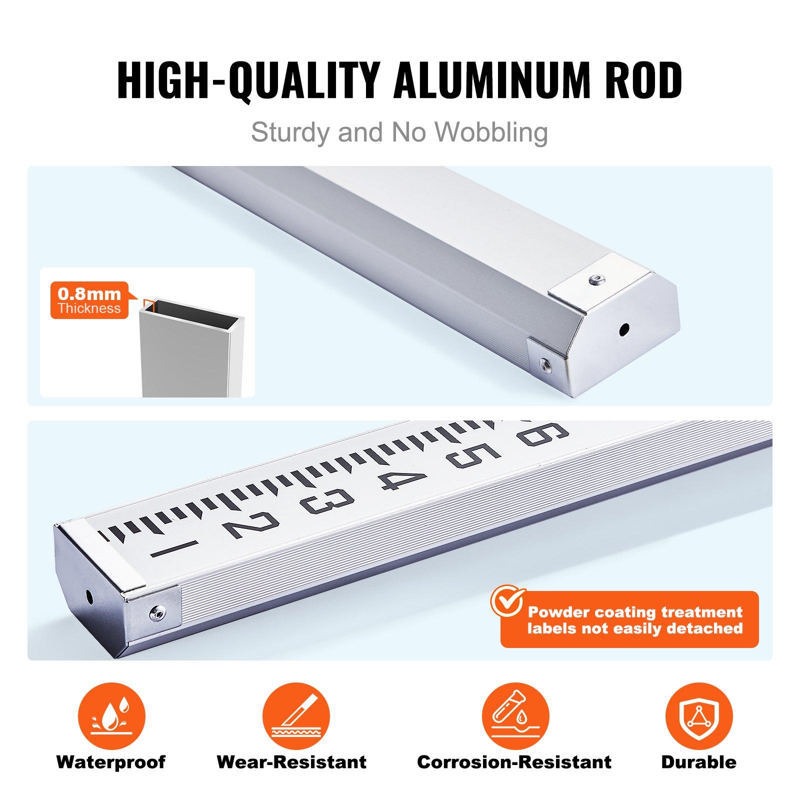 VEVOR Aluminum Grade Rod, 20-Feet/10ths 6 Sections Telescopic Measuring ...