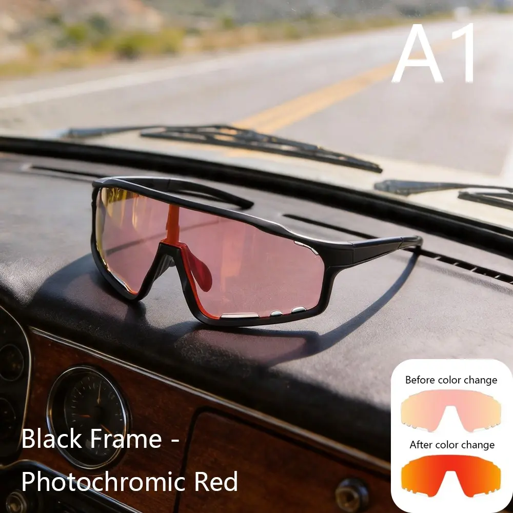 Unisex Photochromic Cycling Sunglasses, Outdoor Sports UV Protection, Bicycle Motorcycle Driving Color-Changing Safety Goggles