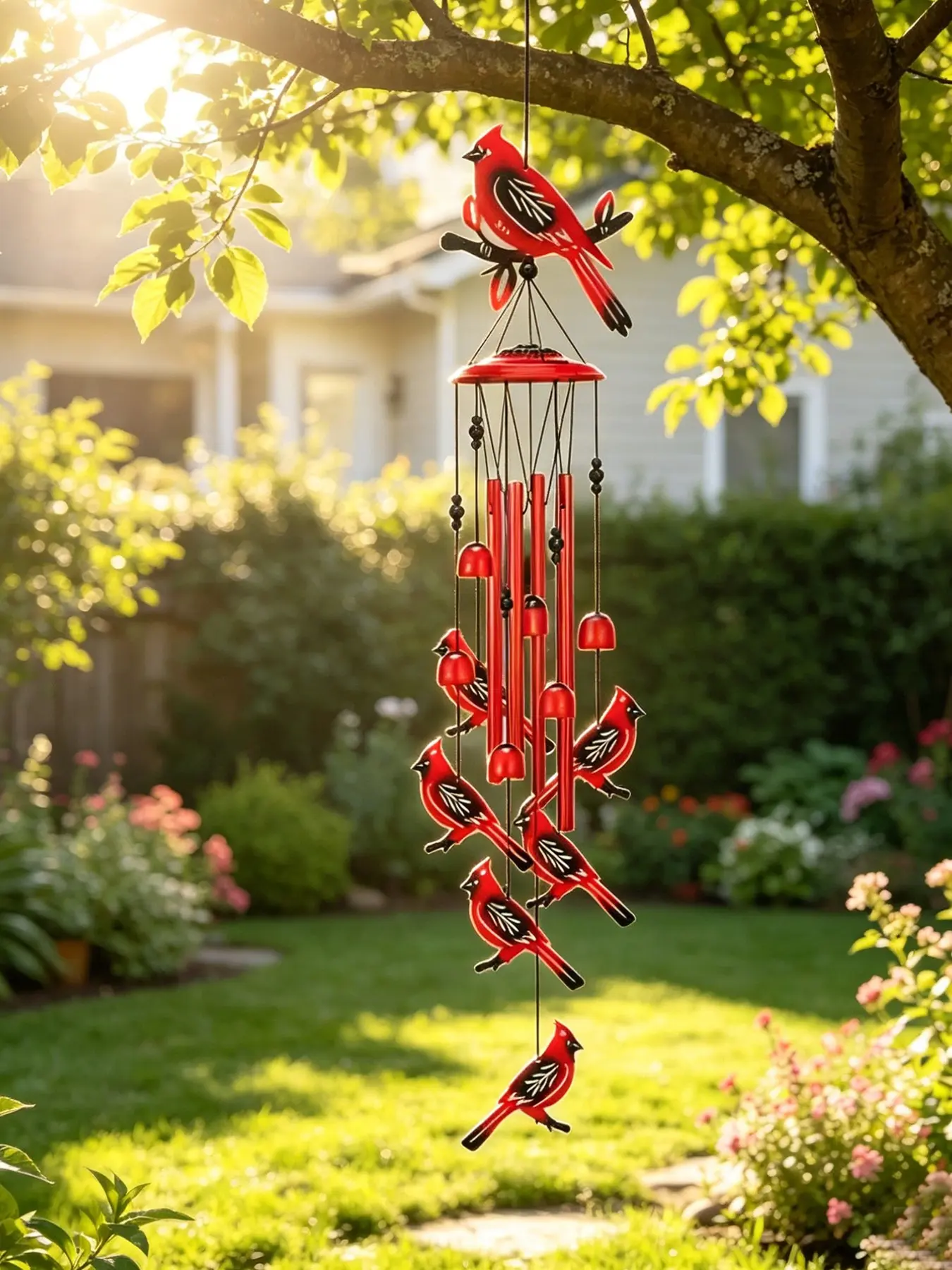 Cardinal Wind Chimes for Women, 35'' Metal Wind Chimes, Outdoor Decor for Home, Garden, Patio, Backyard, Gift for Men and Women
