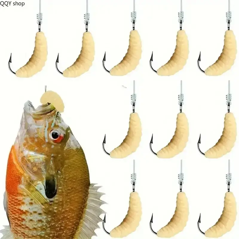 12-PCS Fishing Lures Set, Durable Soft Rubber Lifelike Worm Bait with Hooks, Attracts Freshwater Fish, Perfect Gift Option for Adult Anglers, Valentine's Day, Fishing Lure, Mother's Day