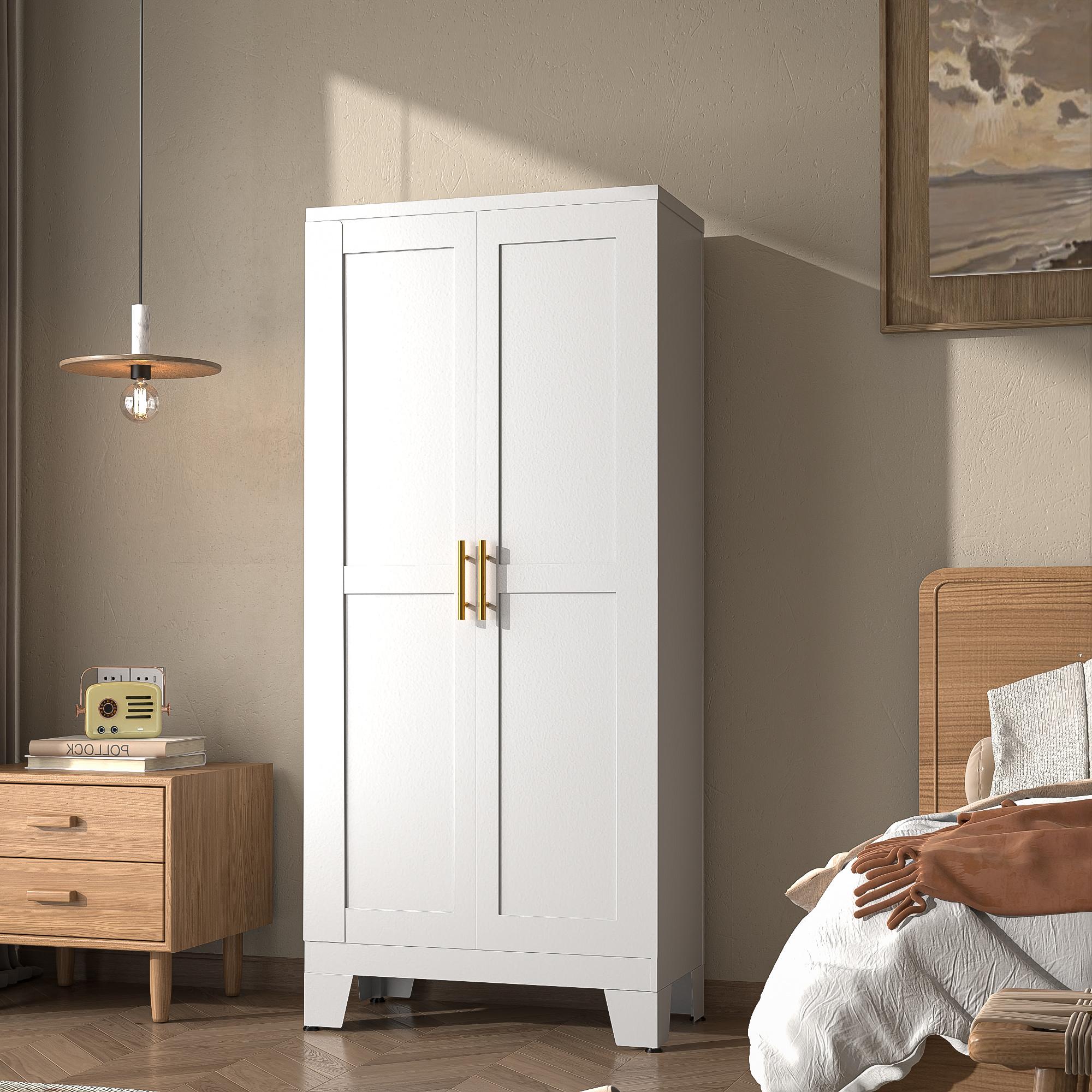 Metal Pantry Cabinet 47" with 2 Doors & 3 Adjustable Shelves, Kitchen Pantry Storage Cabinets for Dining Room, Living Room, Bathroom Furniture Organization storage cabinets drawer dresser  Cupboard Organizer